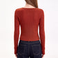 Layered Collar Ribbed Button-Front Cardigan Sweater