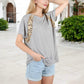 Short Sleeve Leopard Print T-Shirt with Raglan Sleeves