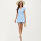 Eyelet Babydoll Top with V-Neckline Button Front and Flutter Sleeves