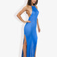 Halter Neck Fishnet Maxi Dress With Side Slits