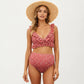 Ruffled Maternity Bikini Set with High-Waisted Bottoms and Polka Dot Print