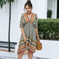 Mixed Print Asymmetrical Hem Dress