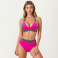 2-Piece High Waisted Bikini Set with Halter Top and Textured Trim Detail