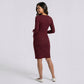 Maternity Ribbed Long Sleeve Bodycon Dress with Front Twist Detail