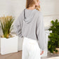 Drawstring Hem Ribbed Hoodie with Long Sleeves Relaxed Fit