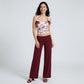 Foldover Waistband Full-Length Wide-Leg Trousers