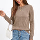 Textured Geometric Crew Neck Long Sleeve Knit Sweater