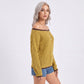 Contrast Trim Off Shoulder Long Sleeve Knit Sweater