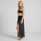 3-Piece Bikini Set with Bandeau Halter Top High Waist Bottom and Sheer Wrap Skirt