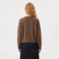 Gold Button Crewneck Cardigan Sweater