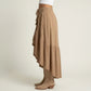 High Low Maxi Skirt Smocked Waist Tassel Tie Flowy Tiered Boho Casual Skirt
