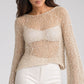 Sequin Open Knit Long Sleeve Sheer Pullover Top