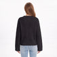 V Neck Textured Knit Pullover Sweater with Long Sleeves
