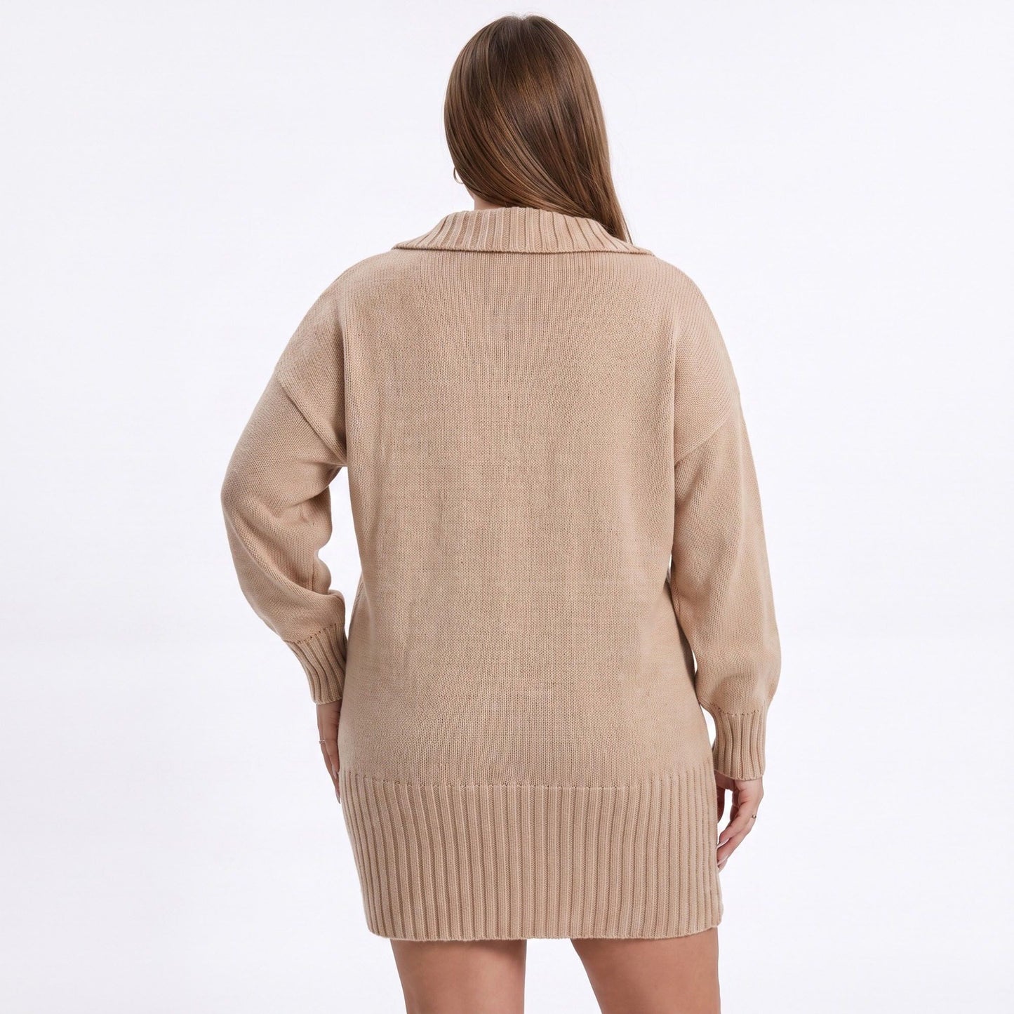 Plus Size Floral Collared Sweater Dress