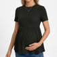 Short Sleeve Rib Knit Peplum Maternity Top with Round Neck