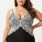 Plus Size Long Satin Chemise Lace Panel Nightgown Adjustable Strap Slip Sleep Dress