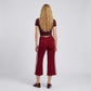 Crossover Waistband Side-Stripe Cropped Wide-Leg Trousers