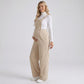 Maternity Corduroy Overall Jumpsuit with Adjustable Straps and Wide Leg Fit