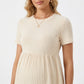 Short Sleeve Rib Knit Peplum Maternity Top with Round Neck