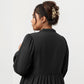 Plus Size Long Sleeve V Neck Dress with Floral Embroidered Bodice and Flowy Tiered Skirt