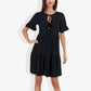 Ruffle Sleeve Tiered Dress With Button And Tassel Detail