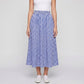 Gingham Midi Skirt with Smocked Waistband, Gathered A-Line Shape and Side Pockets