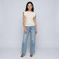 Textured Flutter Sleeve Crewneck Top with Open Back Black Bow Tie