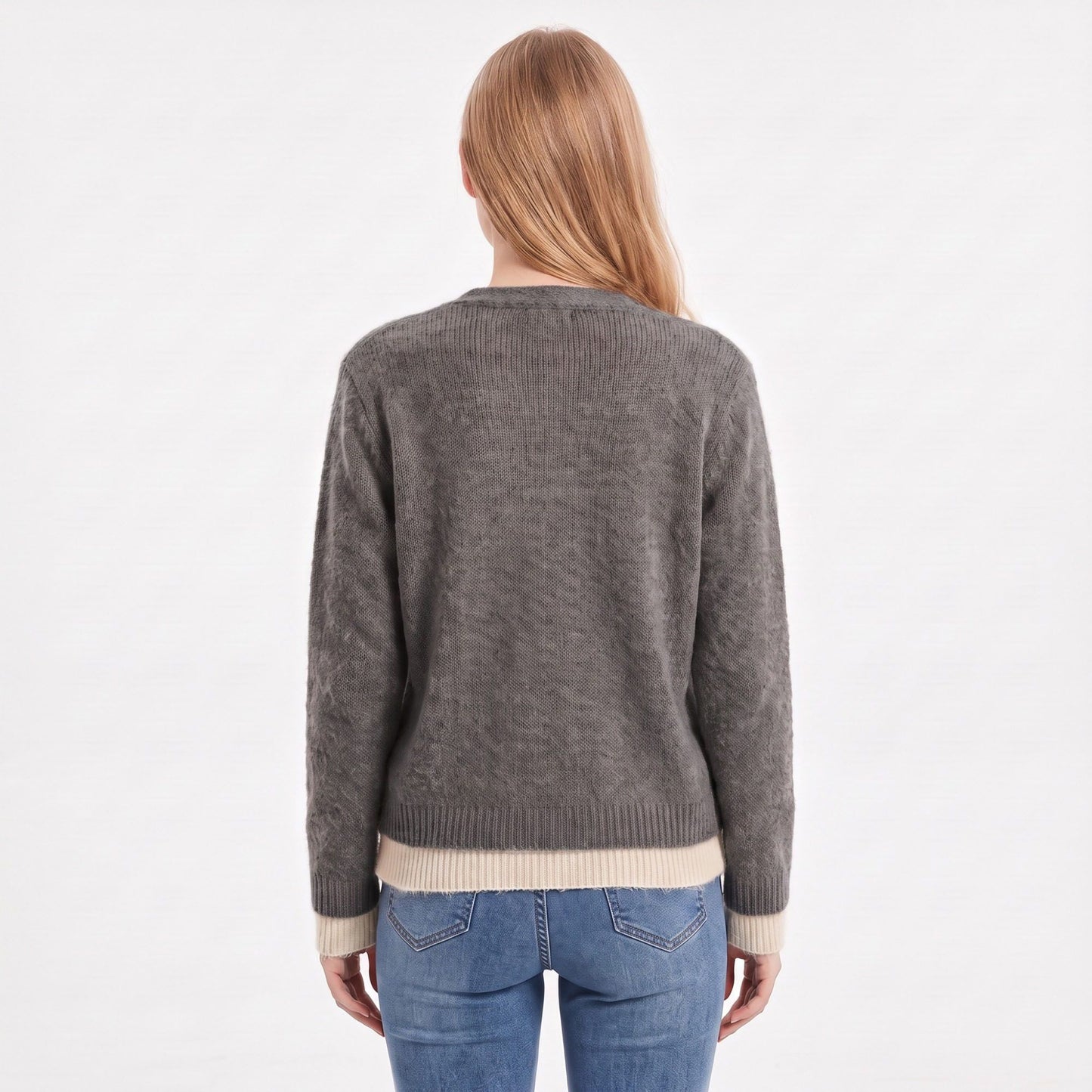 Contrast Trim Layered V Neck Button Front Cardigan