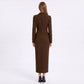 Long Sleeve Blazer Maxi Dress with Notched Lapels and Front Slit