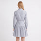 Striped Long Sleeve Collared Shirt Dress with Drop Waist