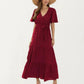 Short Sleeve Maxi Dress with Wrap Front Waist Tie and Tiered Skirt