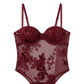 Floral Sequin Mesh Bodysuit with Underwire Cups and Adjustable Straps
