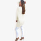 Oversized V-Neck Fleece Tunic Sweater Long Sleeve Cozy Top