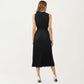 Sleeveless Midi Dress with Pleated Skirt and Tie Neck Detail