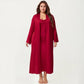 Plus Size 2-Piece Satin Nightgown Set with Long Sleeve Open Front Robe Sleeveless Slip Dress Sleepwear