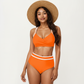 2-Piece Set Contrast Trim Bikini Top with High Waisted Bottom Swim Set