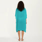 Crochet Trim Swim Cover Up Dress Loose Short Sleeve Lightweight Beach Kaftan