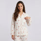 2-Piece Set Heart Print Button Front Pajama Top and Straight Leg Lounge Pants