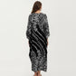 Floral Print Kaftan Maxi Dress with V-Neck Button Front and Flowy Batwing Sleeves