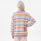 Multicolor Striped Open Front Knit Cardigan Sweater
