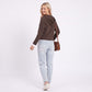 Hooded Long Sleeve Pullover Top with Button Detail and Contrast Trim