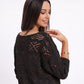 Open Stitch Knit Sweater One Shoulder Geometric Long Sleeve Top