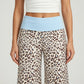 Contrast Foldover Waistband Leopard Print Cropped Trousers
