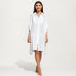 Button Front Swim Cover Up Shirt Dress Loose Lightweight Beach Kaftan