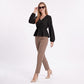 V Neck Long Sleeve Peplum Blouse Elastic Waist Casual Dressy Top