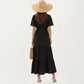 Short Sleeve Maxi Dress with Wrap Front Waist Tie and Tiered Skirt