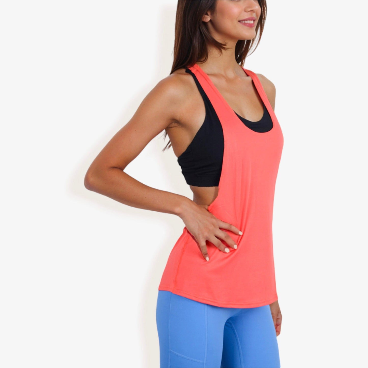 Relaxed Fit Racerback Tank Top with Scoop Neckline