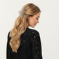 Floral Lace Long Sleeve Top with Intricate Openwork Pattern Soft Textured Fabric and Ruffled Cuff Detailing
