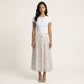 Floral Midi Skirt Elastic Waist Flowy Lightweight Chiffon A Line Casual Skirt