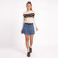 Striped Mock Neck Sleeveless Knit Sweater Vest